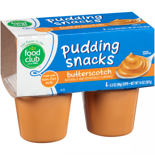 Food Club Pudding Snacks Butterscotch, 4 x 3.5 oz, 14 oz