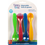 Tippy Toes by TopCare Disposable Forks and Spoons 9 months, 8 forks, 8 spoons