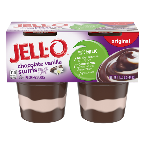 JELL-O Original Chocolate Vanilla Swirls, 15.5 oz, 4 ct