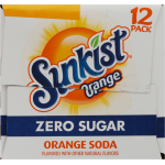 Sunkist Zero Sugar Orange 12 Pack Soda, 12 fl oz, 12 ct