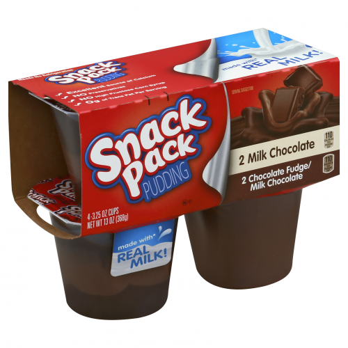 Snack Pack Milk Chocolate Chocolate Fudge/Milk Chocolate Pudding, 3.25 oz cups, 4 ct