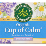 Traditional Medicinals Organic Lavender Mint Cup of Calm Tea Bags Herbal Supplement, 16 tea bags