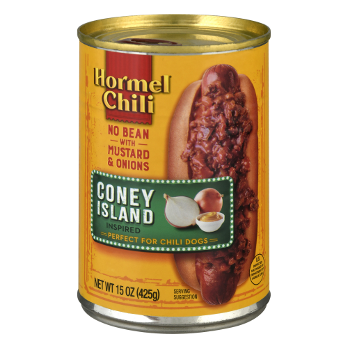 Hormel Chili Coney Island Inspired No Vean with Mustard & Onions Chili Sauce, 15 oz