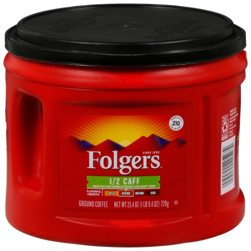 Folgers Ground Medium Classic Roast 1/2 Caff Coffee, 25.4 oz