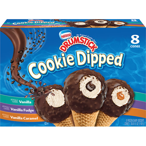 Nestle Drumstick Cookie Dipped 3 Flavor Variety 8 Cones, 36.8 fl oz