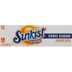 Sunkist Zero Sugar Orange 12 Pack Soda, 12 fl oz, 12 ct