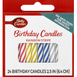 Betty Crocker Rainbow Stripe 2.5 Inch Birthday Candles, 24 candles