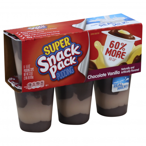 Snack Pack Chocolate Vanilla Super Size Pudding, 5.5 cups, 6 ct