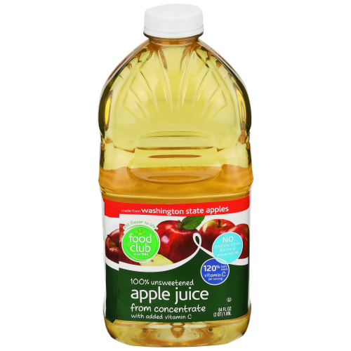 Food Club 100% Unsweetened Apple From Concentrate Juice, 1/2 gal