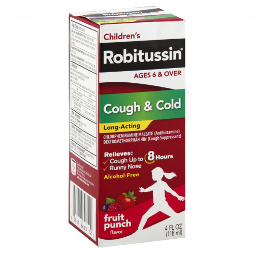 Robitussin Children's Fruit Punch Flavor Long-Acting Cough & Cold Syrup, 4 fl oz