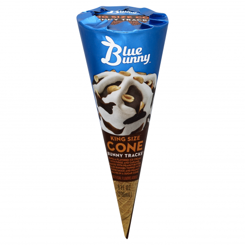 Blue Bunny King Size Cone Bunny Tracks Ice Cream, 8 fl oz