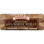 Oroweat Whole Grain 100% Whole Wheat Hamburger Buns, 8 ct