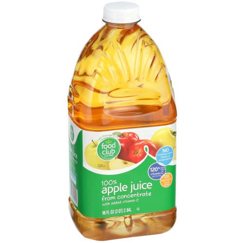 Food Club 100% Apple From Concentrate Juice, 96 fl oz