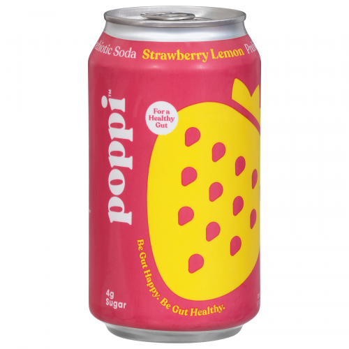 Poppi Strawberry Lemon Prebiotic Soda, 12 fl oz