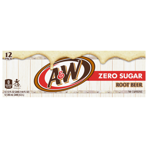 A&W Zero Sugar 12 Pack Root Beer, 12 fl oz, 12 ct