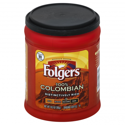 Folgers Ground Med-Dark 100% Colombian Coffee, 10.3 oz