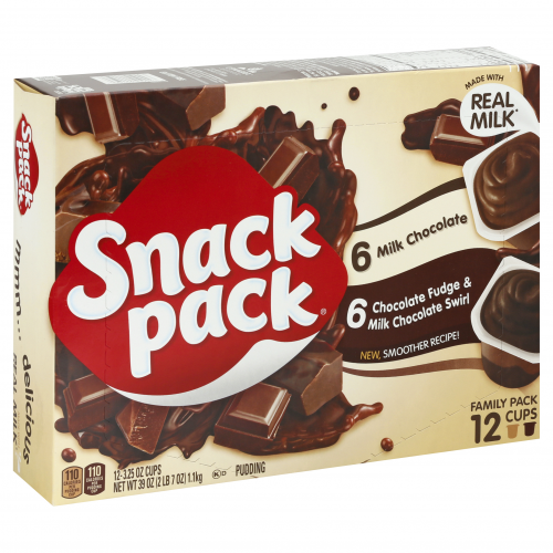 Snack Pack Milk Chocolate Chocolate Fudge & Milk Chocolate Swirl Snack Pack Pudding, 3.25 oz cups, 12 ct