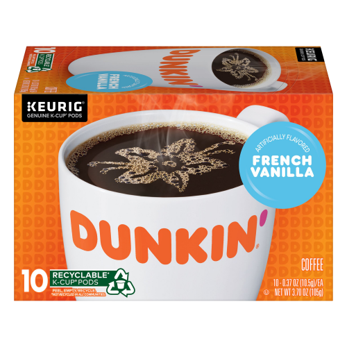 Keurig Hot Dunkin' Donuts K-Cup Packs Coffee French Vanilla, 10 ct