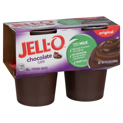 JELL-O Original Chocolate Flavor Pudding Snacks, 15.5 oz
