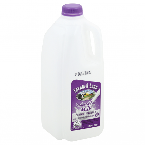 Cream-O-Land Reduced Fat 2% fat Milk, 1/2 gal