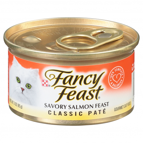 Purina Fancy Feast Grain Free Pate Wet Classic Pate Savory Salmon Feast Cat Food, 3 oz