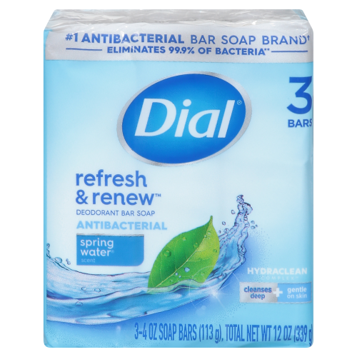 Dial Spring Water Antibacterial Deodorant Soap, 4 oz, 3 ct