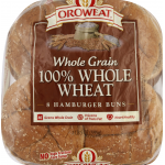 Oroweat Whole Grain 100% Whole Wheat Hamburger Buns, 8 ct