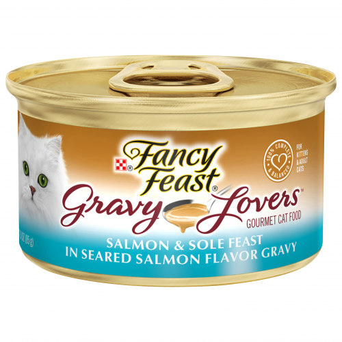 Purina Fancy Feast Gourmet Salmon & Sole Feast in Seared Salmon Flavor Gravy Cat Food, 3 oz