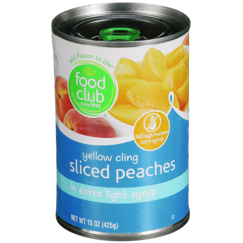 Food Club Yellow Cling Sliced In Extra Light Syrup Peaches, 15 oz