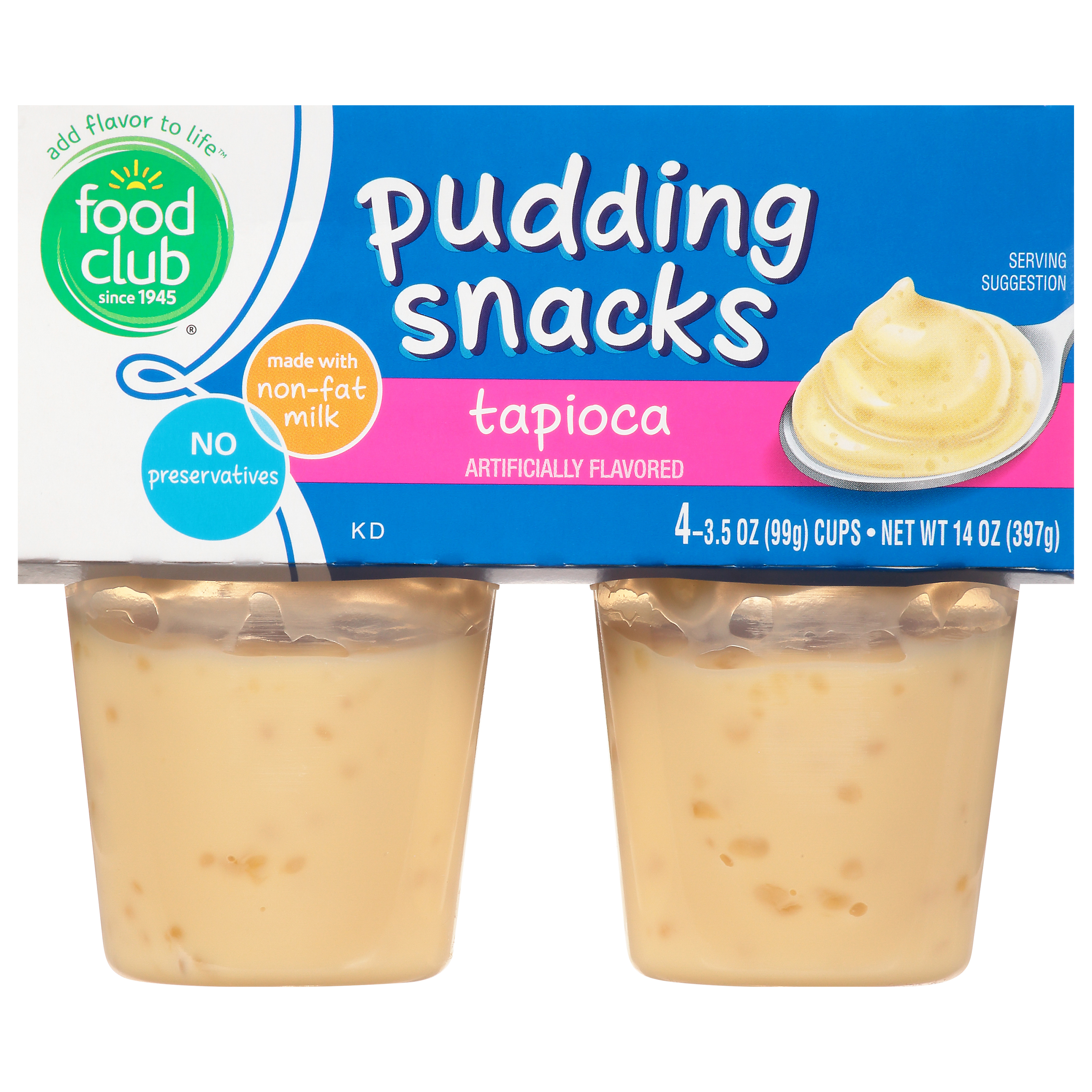 Food Club Tapioca Pudding Snacks, 3.5 oz, 4 ct
