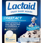 Lactaid Fast Act Vanilla Twist Flavor Chewables Lactase Enzymes Supplement, 32 chewables