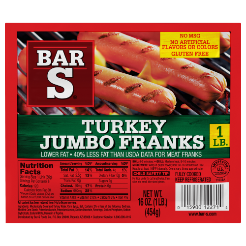 Bar-S Turkey Jumbo Franks, 16 oz