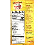 New York Bakery 3-Cheese Cheese Sticks, 5 sticks