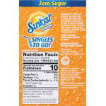 Sunkist Zero Sugar Orange Drink Mix, 6 sticks